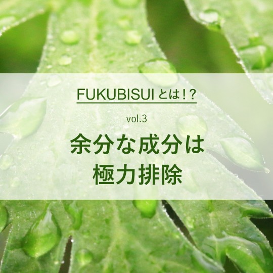 【FUKUBISUIとは！？vol.3 余分な成分は極力排除】